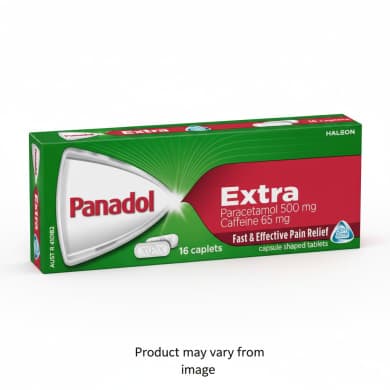 Panadol Extra Paracetamol 500mg + Caffeine 65mg Fast Pain Relief Caplets (16 Pack)