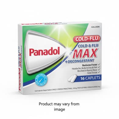 Panadol Cold & Flu MAX + Decongestant Caplets (16 Caplets)