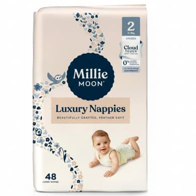 Millie Moon Luxury Nappies Size 2 (4–8kg) – Unisex 48 Pack