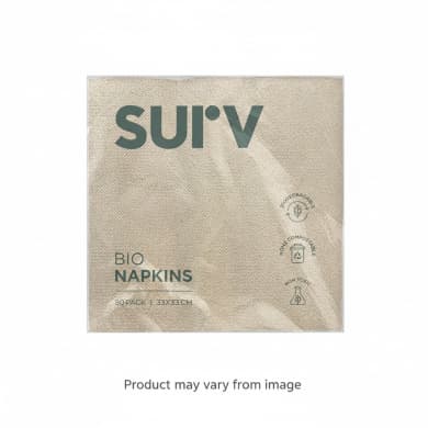 SURV Bio Napkins Eco 2 Ply, 80 Pack (33 x 33 cm)