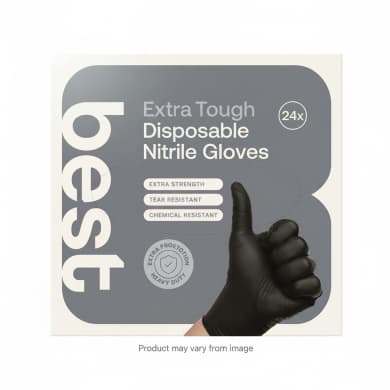 Best Extra Tough Disposable Nitrile Gloves Black Powder-Free – 24 Pack