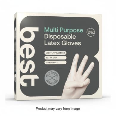 Best Multi Purpose Disposable Latex Gloves (Lightly Powdered, Extra Grip) – 24 Pack