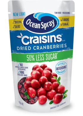 Ocean Spray Craisins Dried Cranberries 50% Less Sugar - 250g Value Pack