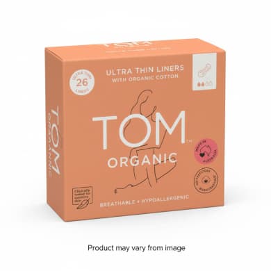 TOM Organic Ultra Thin Liners with Organic Cotton, 26 Pack