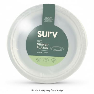 surv. BIO Dinner Plates 26cm (10 Pack) | Sugarcane Bagasse Compostable Tableware