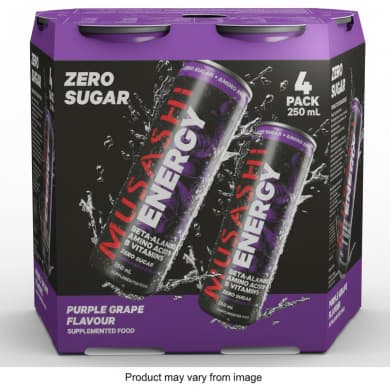 Musashi Energy Drink - Purple Grape (4 pack, 4 x 250 mL)