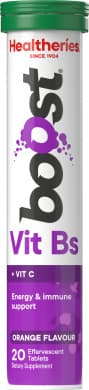 Healtheries Boost Vit B + Vit C Effervescent Tablets - Orange Flavour (20 Pack)