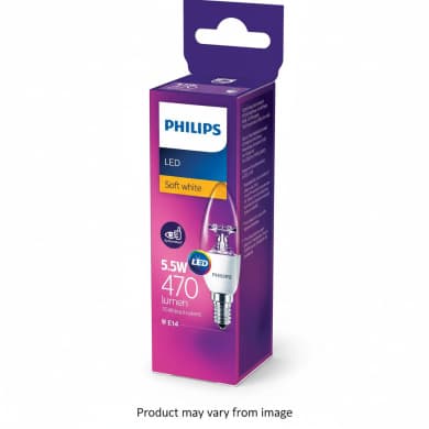 Philips EyeComfort LED Candle Bulb E14 Soft White 5.5W 470lm (35W Equivalent)