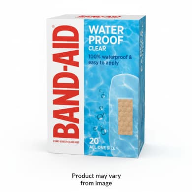 Band-Aid Waterproof Clear Adhesive Bandages - 20 Pack (Latex-Free)