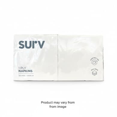 surv Everyday White Napkins 1-Ply 30 x 30cm – 200 Pack
