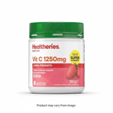 Healtheries Vit C 1250mg Super Strength Strawberry Chewable Tablets, 70 Pack (One-A-Day)