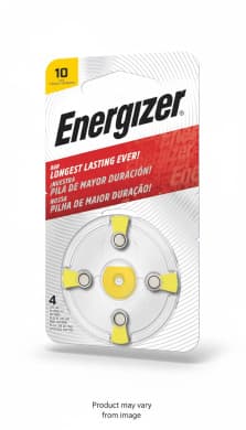Energizer Size 10 (AZ10) Zinc-Air Hearing Aid Batteries - 4 Pack (1.45V)