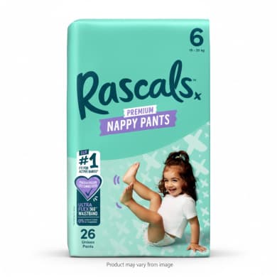Rascals Premium Nappy Pants Unisex Size 6 (15–20 kg) – 26 Pack