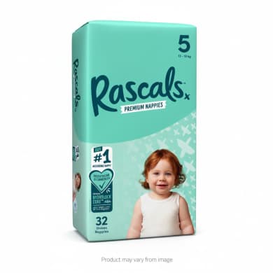 Rascals Premium Nappies Walker Size 5 (13–18kg) Unisex 32 Pack