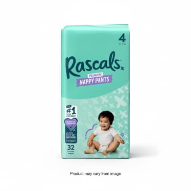Rascals Premium Nappy Pants Size 4 (10–15kg) Unisex – 32 Pack