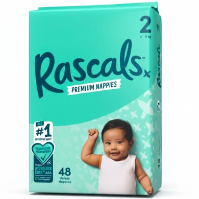 Rascals Premium Nappies Unisex Size 2 (4–8kg) 48 Pack