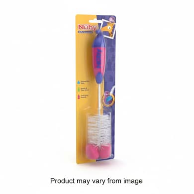 Nuby 2-in-1 Bottle & Teat Brush (Dishwasher Safe, BPA-Free)