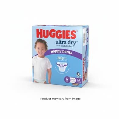 Huggies Ultra Dry Nappy Pants for Boys Size 5 (12–17kg) – 54 Pack