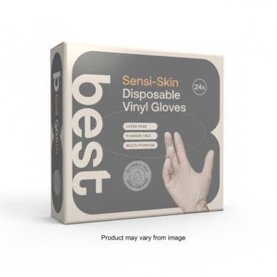 Best Sensi-Skin Disposable Vinyl Gloves — Latex-Free, Powder-Free (24 Pack)