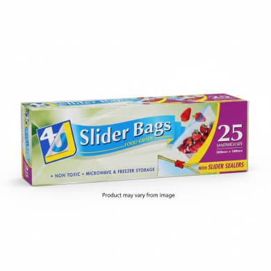 4U Slider Bags Sandwich Size 200mm x 180mm – 25 Pack (Food Grade, Non-Toxic, Microwave & Freezer Safe)