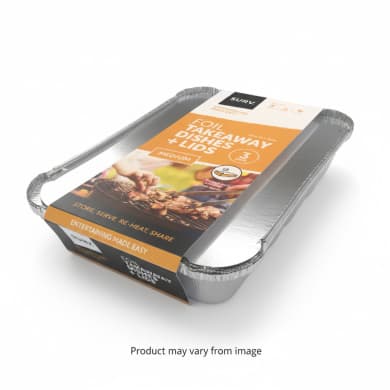 Surv Medium Foil Takeaway Dishes + Fitted Lids (3 Pack)