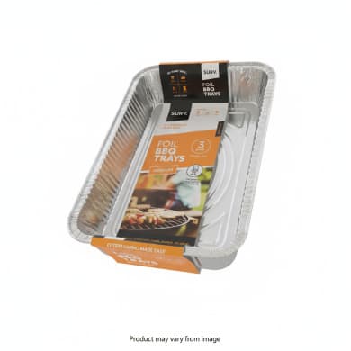Surv Foil BBQ Trays Medium - 3 Pack (Disposable Aluminium)