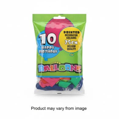 10pk Happy Birthday Balloons 25cm