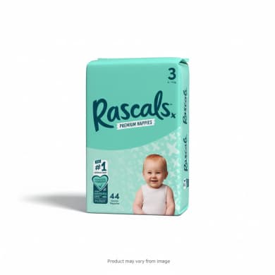 Rascals Premium Nappies Unisex Size 3 (6–11kg) – 44 Pack