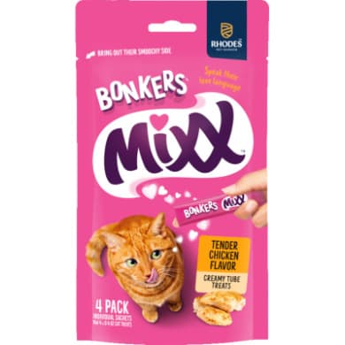 BONKERS Mixx Tender Chicken Lickable Tube Cat Treats 4 Pack (4 x 12g)