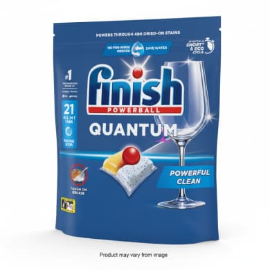 Finish Powerball Quantum All‑in‑1 Dishwasher Tablets, 21 Pack