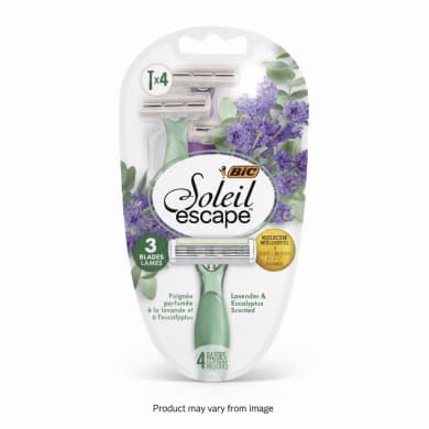 BIC Soleil Escape Lavender & Eucalyptus Scented Women’s Razors — 4 Pack (Disposable, 3-Blade)