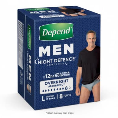 Depend Men Night Defence Overnight Absorbency Underwear - Large (8 Pack)