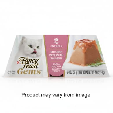 Fancy Feast Gems Mousse Paté With Salmon & Savory Gravy, 2 Entrées (2 x 57g, 114g Total)