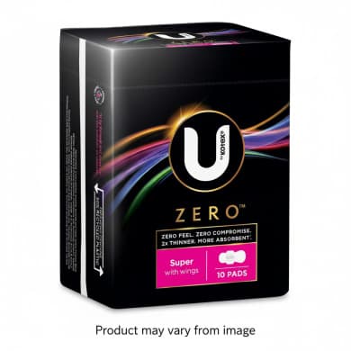 U by Kotex Zero Super Pads with Wings – 10 Pack