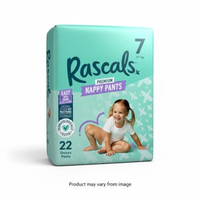 Rascals Premium Nappy Pants Size 7 (17+ kg) Unisex 22 Pack