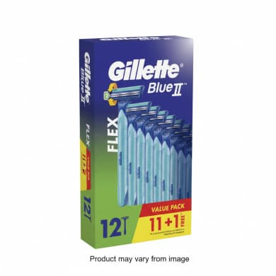 Gillette Blue II Flex Disposable Razors (11+1 Free) - 12 Pack