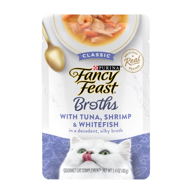 Fancy Feast Broths Tuna Shrimp & Whitefish Wet Cat Food Topper - 40g