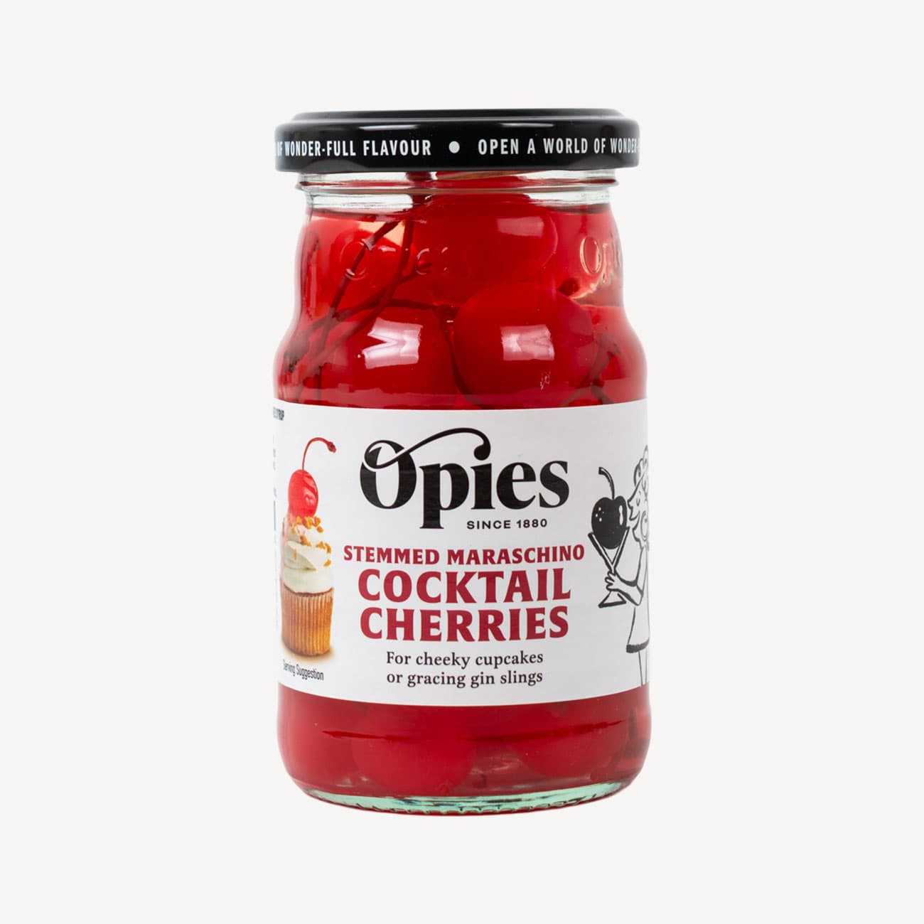 Opies Red Maraschino Cherries With Stems 225g