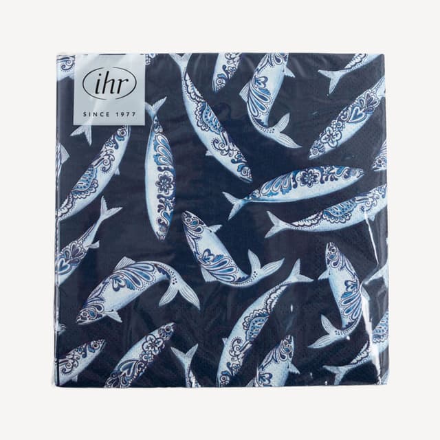 Ihr Luncheon Decorative Fish Blue Napkin