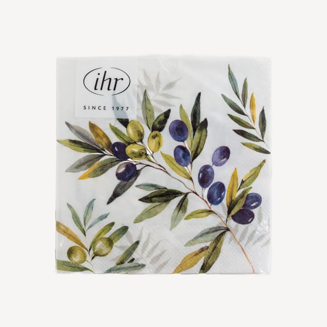 Ihr Cocktail Olive Branches Light Grey Napkin