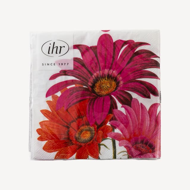 Ihr Cocktail Joyful Gerbera White Napkin