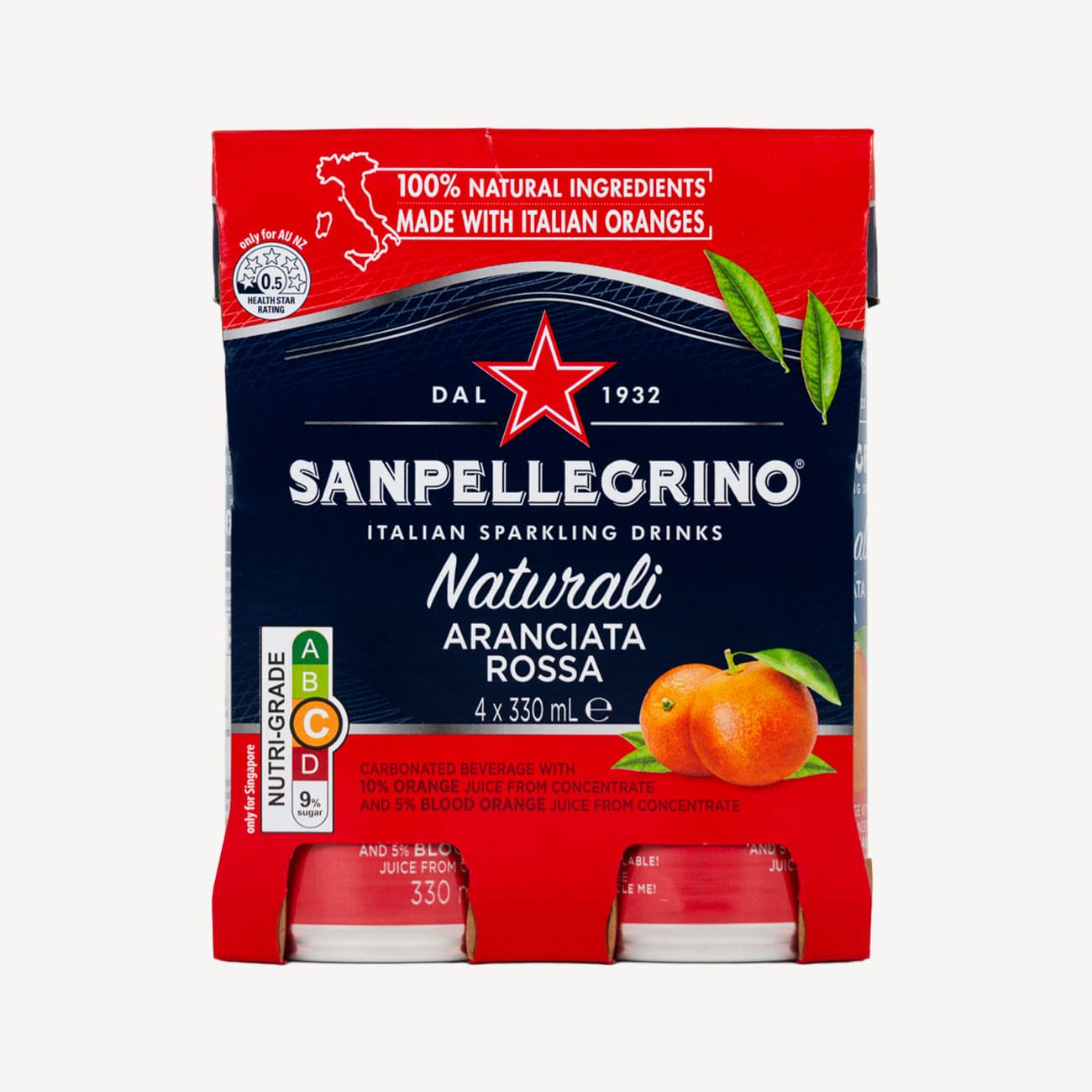 San Pellegrino Naturali Aranciata Rossa Can 4 Pack