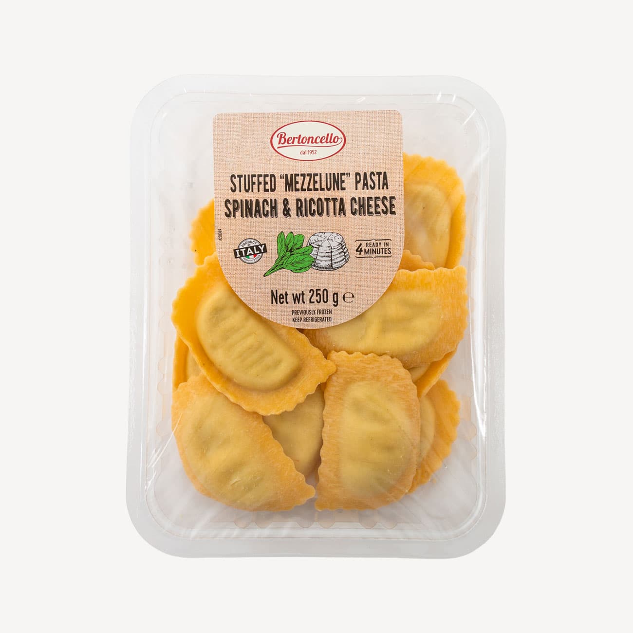 Bertoncello Spinach And Ricotta Mezzelune 250g