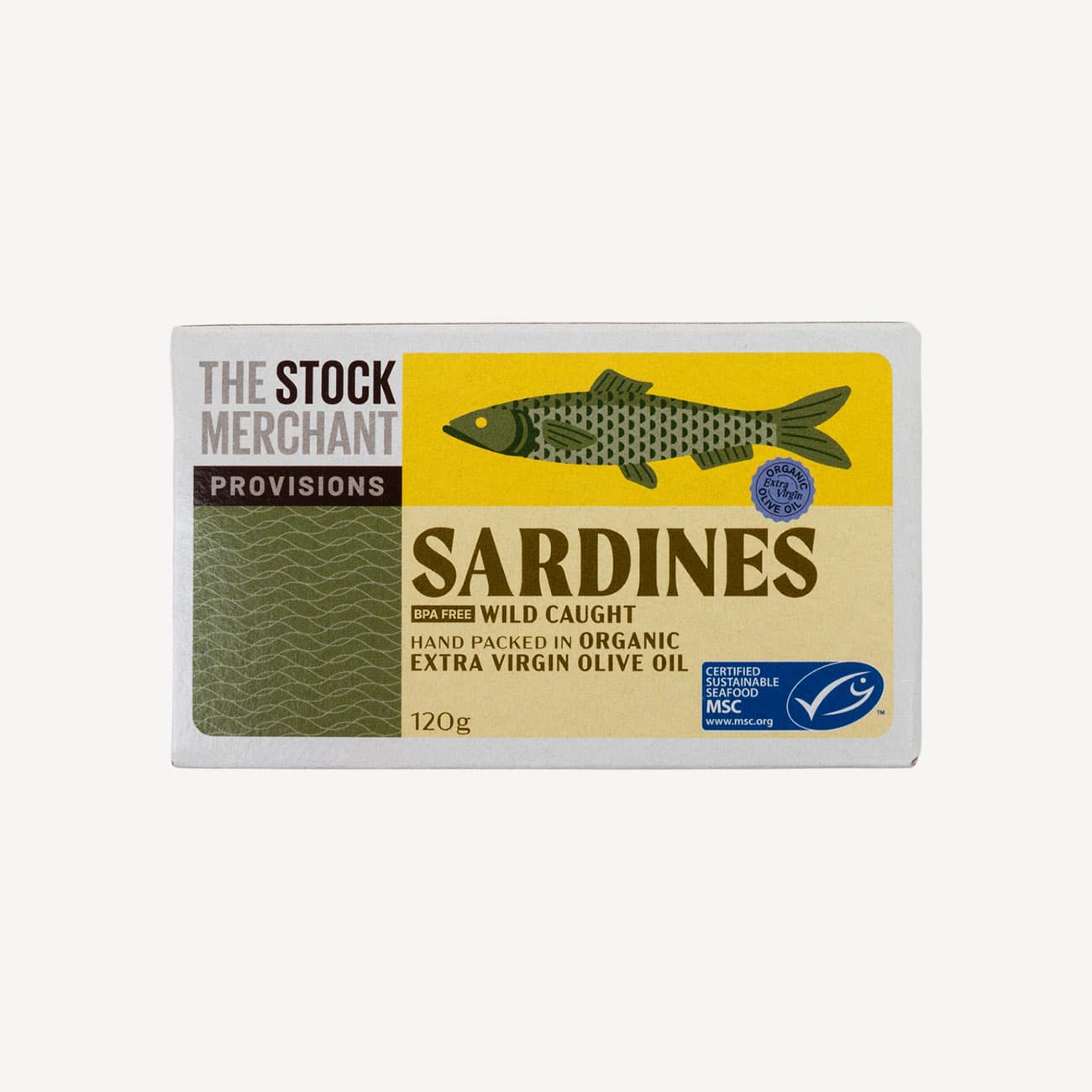 The Stock Merchant Sardines In Organic Extra Virgin Olive Oil 120g