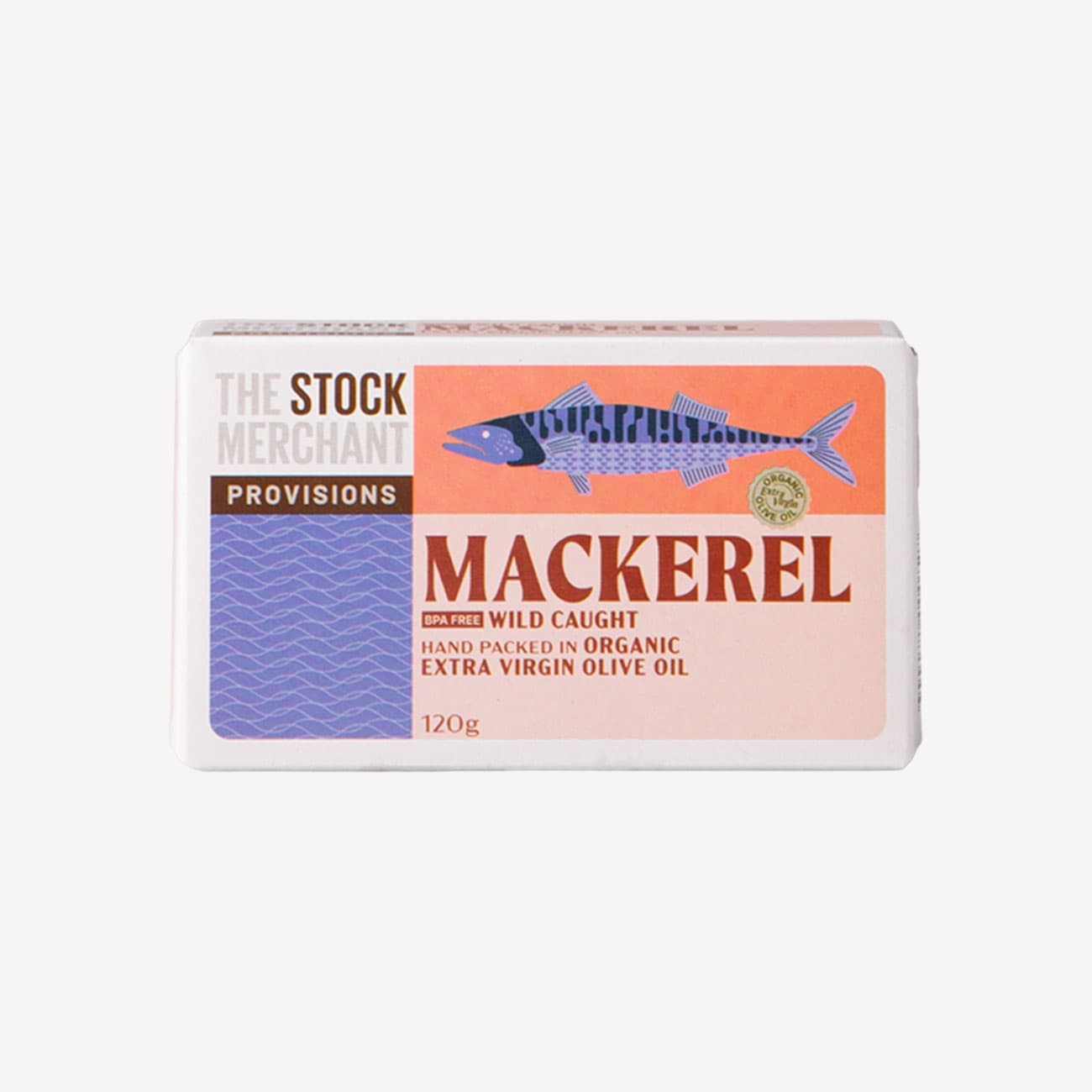 The Stock Merchant Mackerel In Organic Extra Virgin Olive Oil 120g