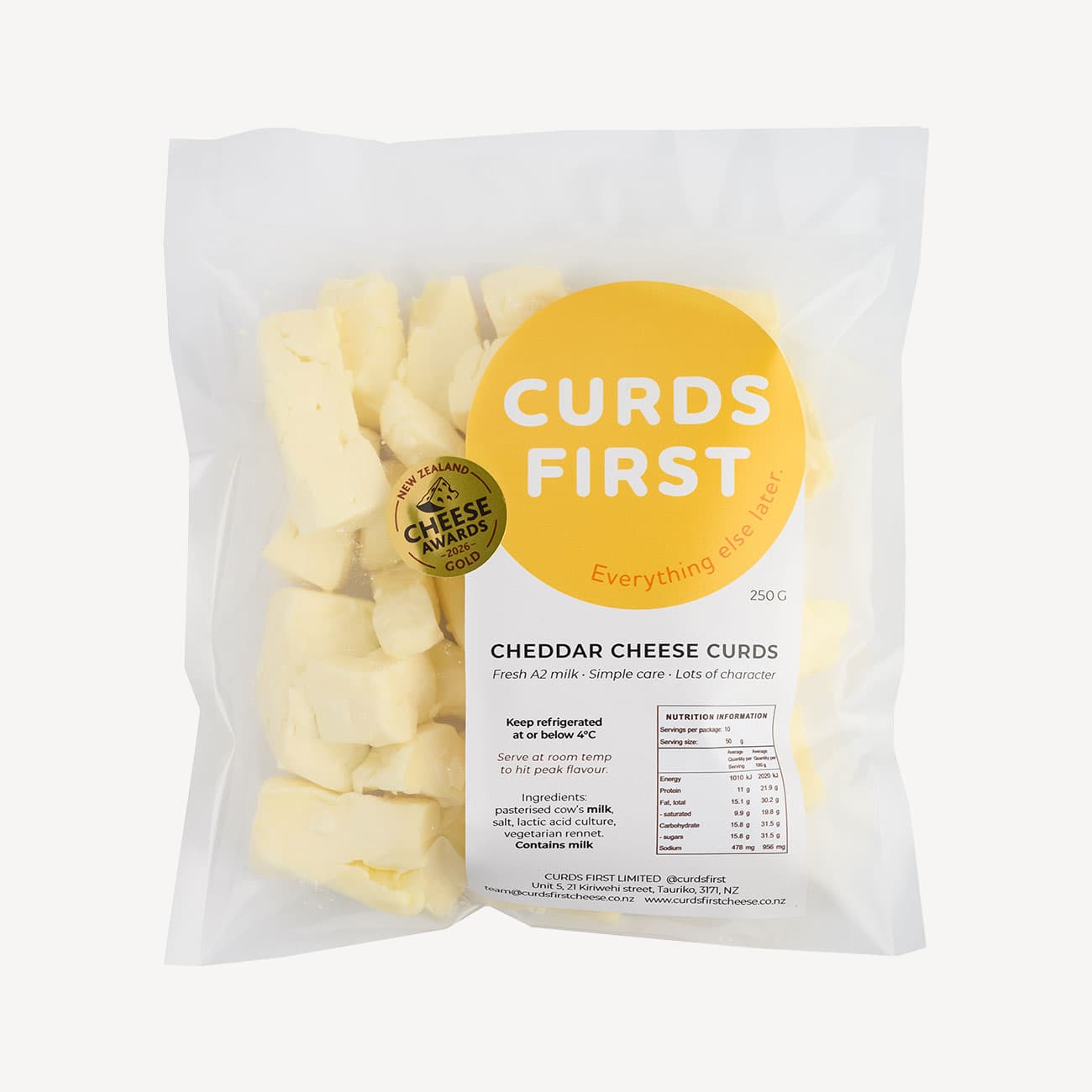 Curds First Fresh Cheddar Cheese Curds 250g