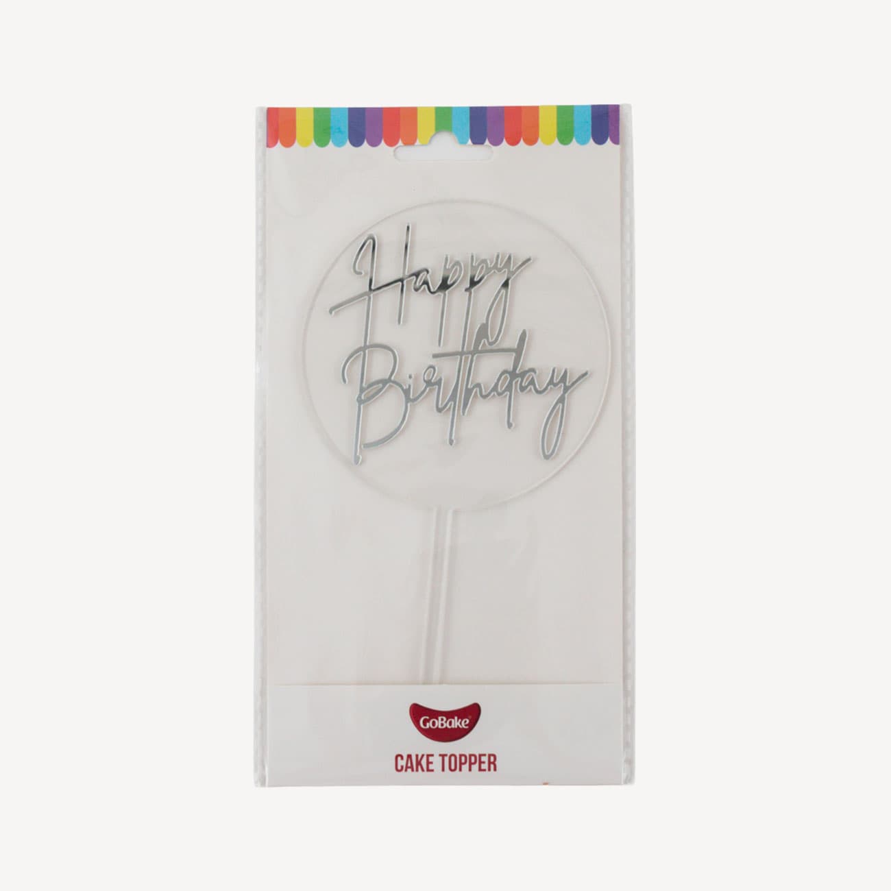 Go Bake Birthday Topper Small Round Silver