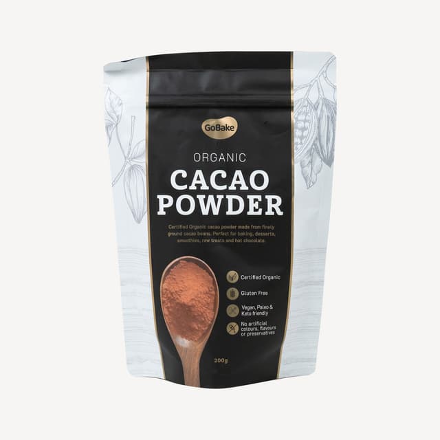 Go Bake Premium Raw Organic Cacao Powder 200g