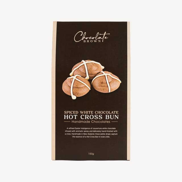 Chocolate Brown Spiced White Chocolate Hot Cross Bun 150g