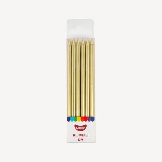 Go Bake Candles Tall Gold 12cm